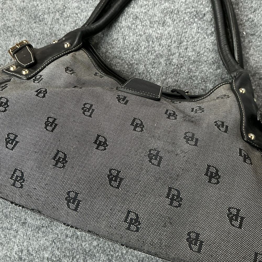 Vintage Dooney & Bourke Gray/Black Tulip Satchel Logo Purse With Clip - Picture 6 of 10